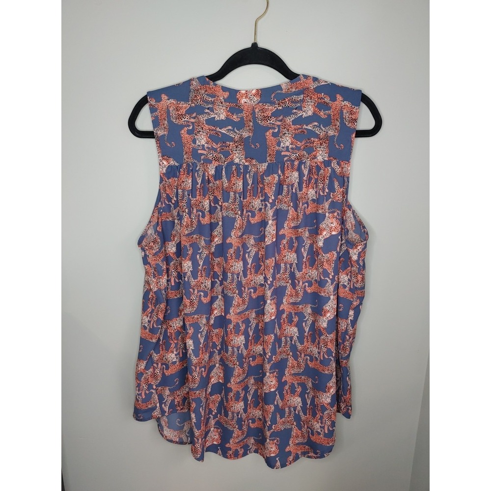 EVRI Women's Sleeveless Tunic Top Size 1X Cheetah Animal Print Sheer Sleeveless - Picture 4 of 7
